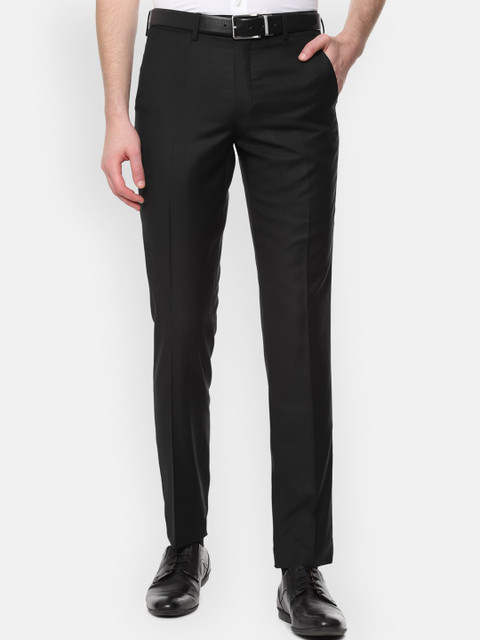 

Van Heusen Men Black Slim Fit Solid Formal Trousers
