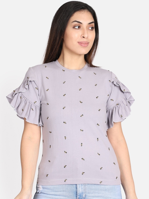 

Yaadleen Women Grey Embroidered Top