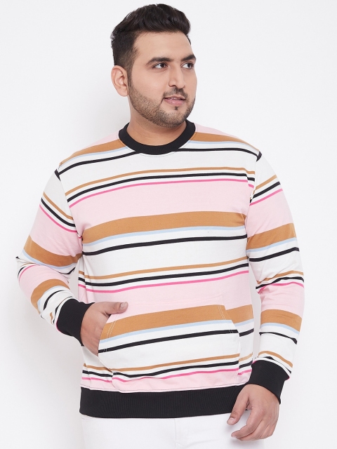 

bigbanana Men Pink & Brown Striped Sweatshirt