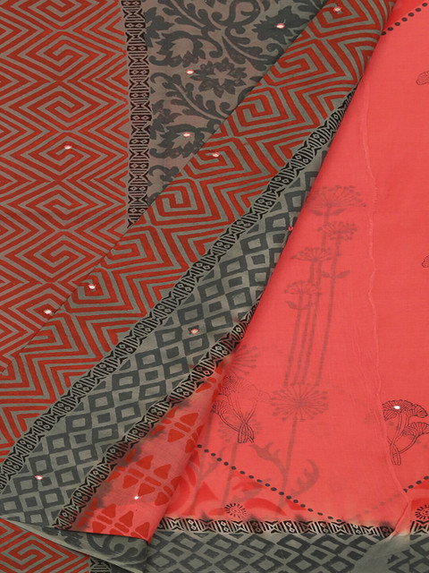 

Pothys Peach-Coloured Striped Pure Cotton Saree