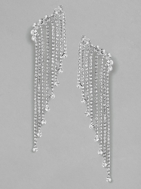 

TOKYO TALKIES X rubans FASHION ACCESSORIES Silver-Toned & Silver-Toned Contemporary Drop Earrings
