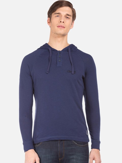 

Cherokee Men Blue Solid Hood T-shirt
