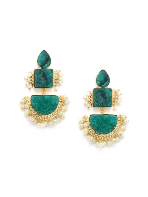 

Kairi Green & Gold-Plated Geometric Drop Earrings