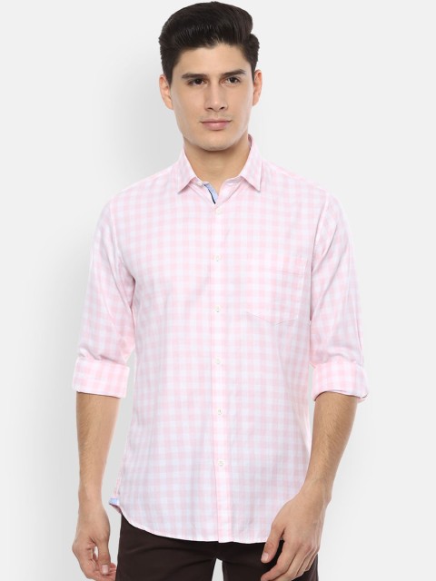 

Van Heusen Sport Men White & Pink Slim Fit Checked Casual Shirt