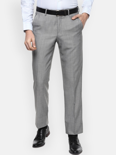 

Van Heusen Men Grey Regular Fit Self Design Formal Trousers