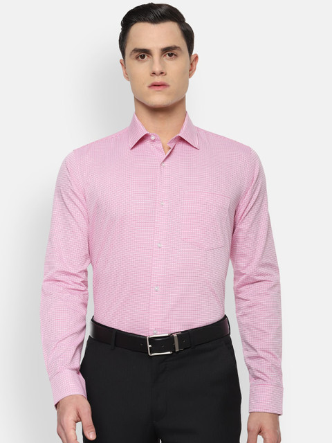 

Van Heusen Men Pink & White Slim Fit Self Design Formal Shirt