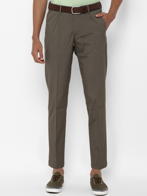 

Allen Solly Men Beige & Black Slim Fit Checked Formal Trousers