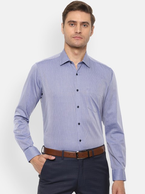

Van Heusen Men Blue & White Regular Fit Self Design Formal Shirt
