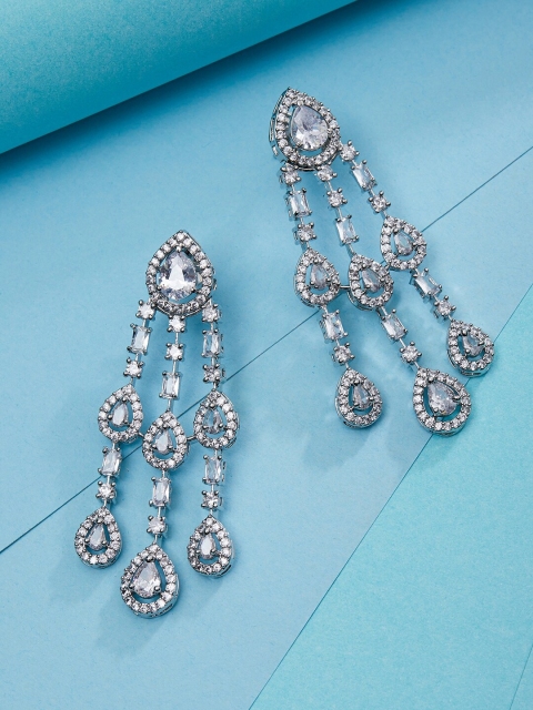 

Luxury By ZeroKaata Silver-Toned Classic Drop Earrings