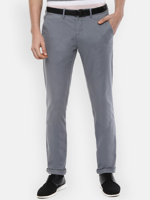 

Van Heusen Men Grey Slim Fit Solid Regular Trousers