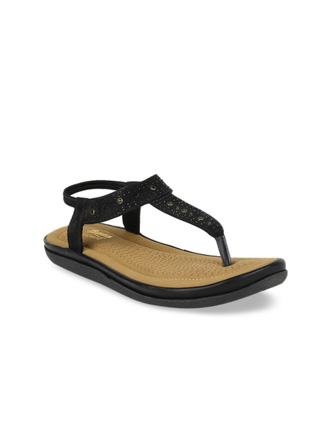 

Bata Women Black Embellished T-Strap Flats
