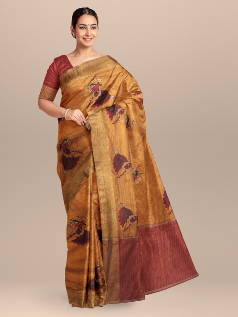 

KLM Fashion Mall Brown Woven Design Silk Blend Saree