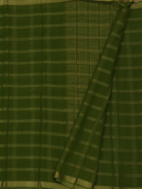 

Pothys Olive Green Checked Poly Georgette Saree