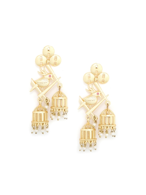 

Kairi Gold-Toned & White Circular Jhumkas