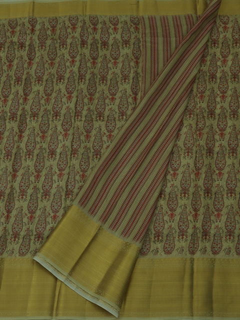

Pothys Green Printed Jute Silk Saree