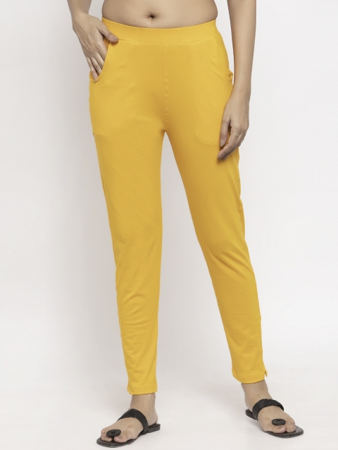

NEUDIS Women Yellow Solid Ankle-Length Leggings