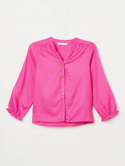 

Bossini Girls Pink Self Design Shirt Style Top