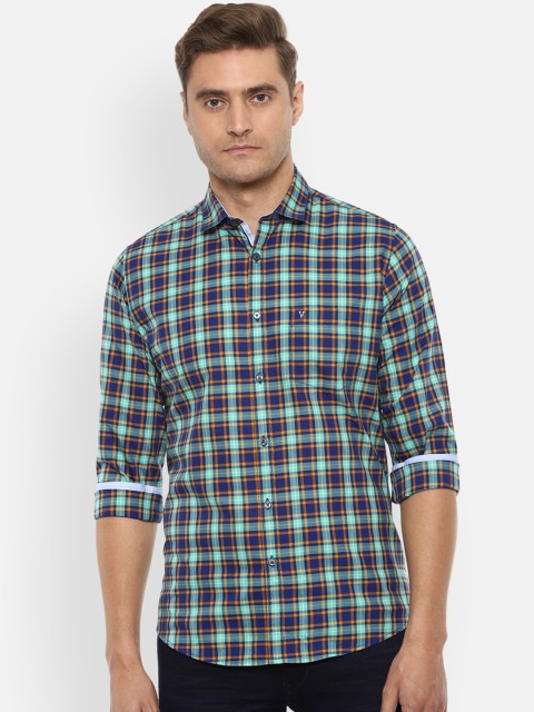 

Van Heusen Sport Men Green & Blue Slim Fit Checked Casual Shirt
