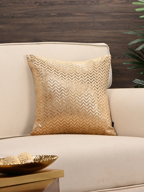 

Pure Home and Living Gold-Coloured Geometric-Textured Single Square Cushion Cover