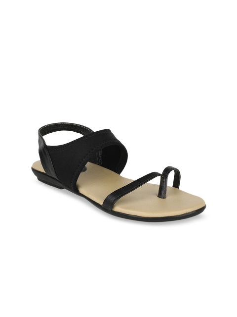 

Bata Women Black Solid OPen Toe Flats