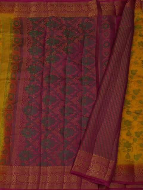 

Pothys Yellow & Maroon Jute Silk Woven Design Saree