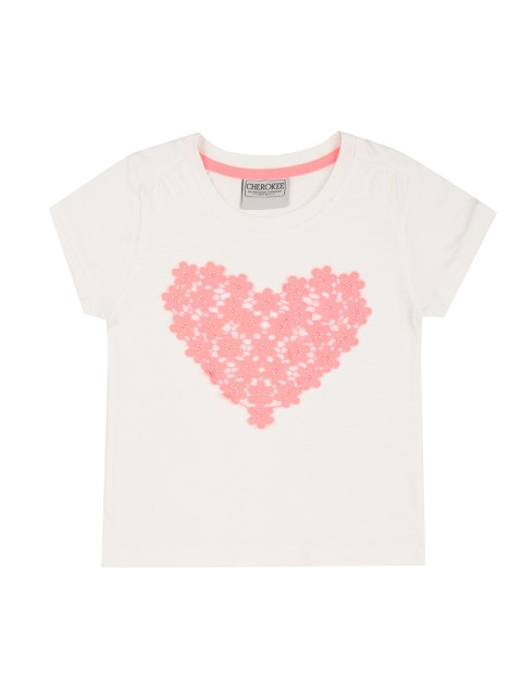 

Cherokee Girls Off-White Self Design Round Neck T-shirt