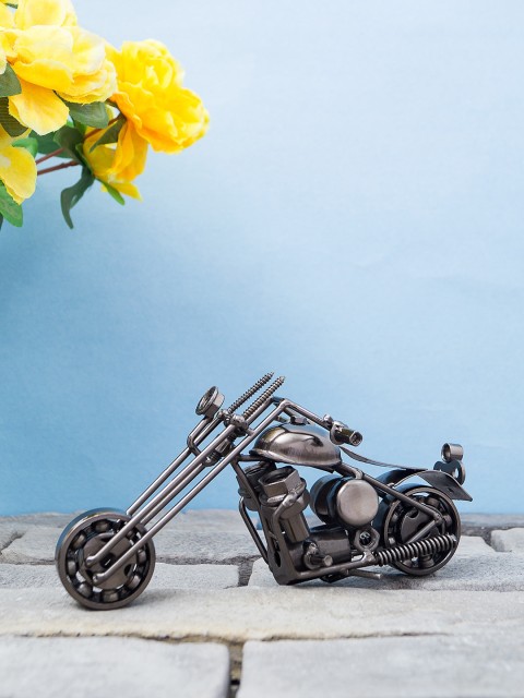 

Golden Peacock Antique Black-Toned Metal Motor Bike Showpiece