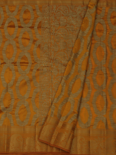 

Pothys Mustard Yellow & Gold-Coloured Jute Silk Woven Design Saree