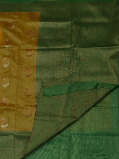 

Pothys Yellow & Green Supernet Colourblocked Saree
