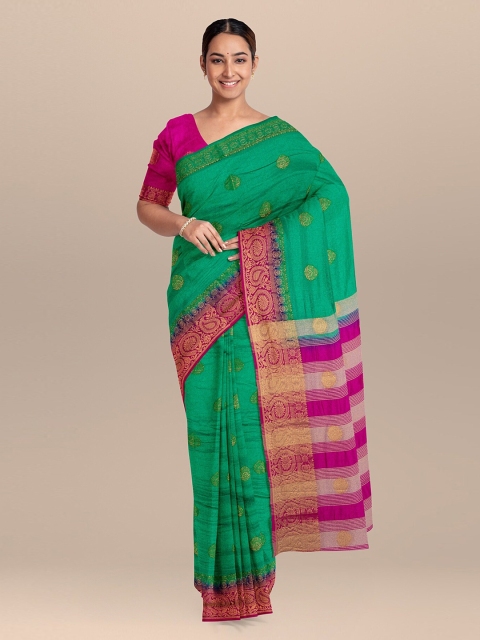 

KLM Fashion Mall Green & Pink Silk Blend Woven Design Saree