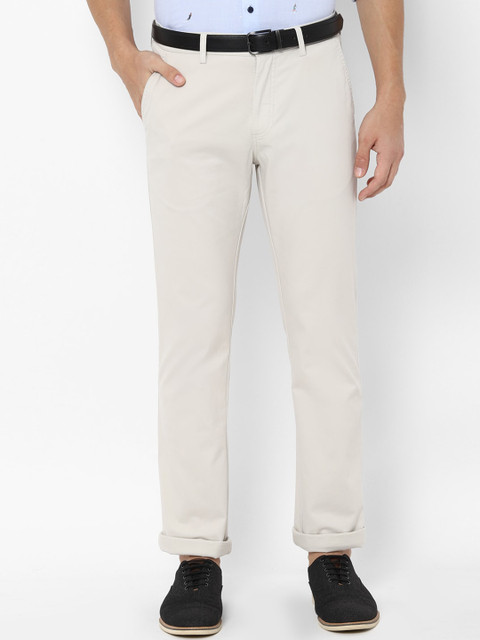 

Allen Solly Men Cream-Coloured Regular Fit Solid Regular Trousers