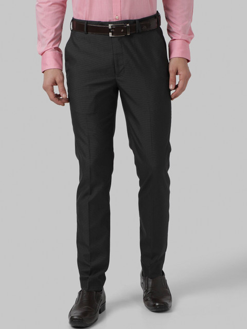 

Park Avenue Men Charcoal Regular Fit Self Design Formal Trousers