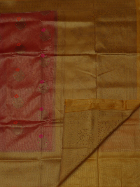 

Pothys Orange & Black Supernet Embroidered Saree