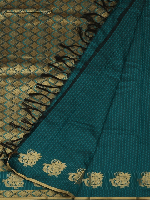 

Pothys Green & Gold-Toned Art Silk Printed Saree