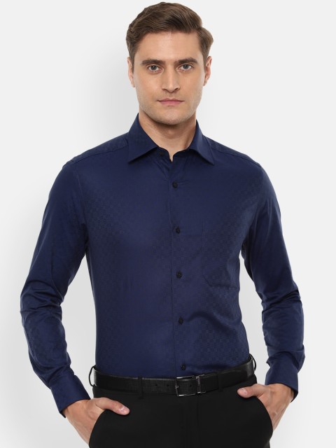 

Louis Philippe Men Navy Blue Regular Fit Printed Formal Shirt