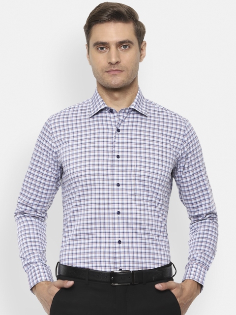 

Van Heusen Men White & Blue Slim Fit Checked Formal Shirt