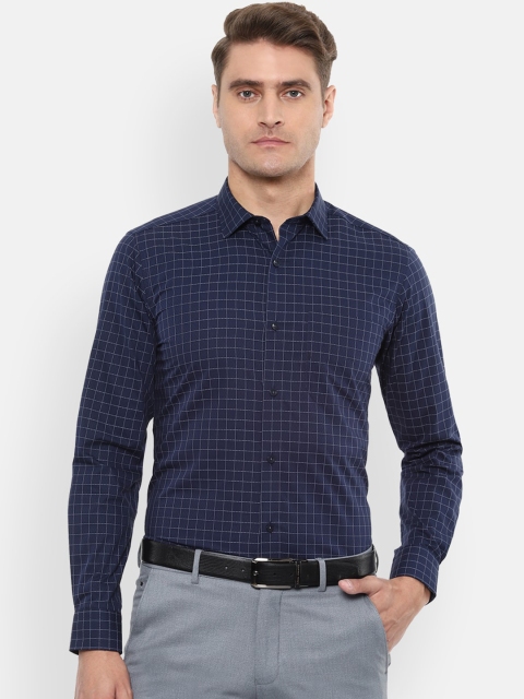 

Louis Philippe Men Navy Blue & White Slim Fit Checked Formal Shirt