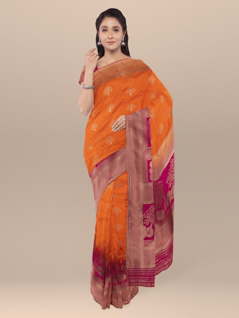 

KLM Fashion Mall Orange & Pink Silk Blend Woven Design Saree