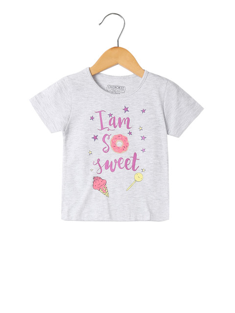 

Cherokee Girls Grey Printed Round Neck T-shirt