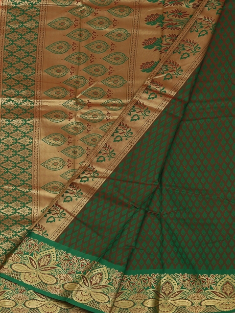 

Pothys Peach-Coloured & Green Art Silk Woven Design Saree