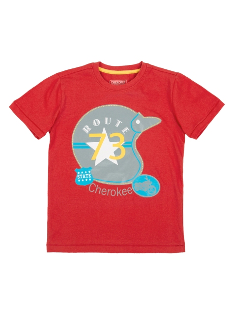 

Cherokee Boys Red Printed Round Neck T-shirt