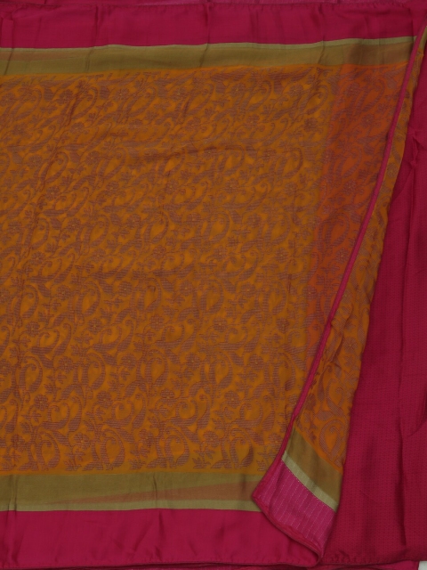 

Pothys Mustard & Pink Poly Georgette Woven Design Saree