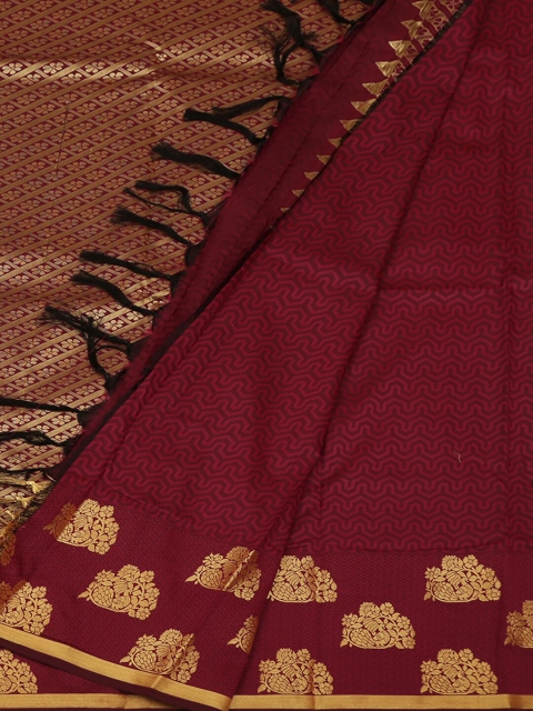 

Pothys Magenta & Gold-Toned Art Silk Woven Design Saree
