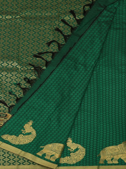 

Pothys Green & Gold-Toned Art Silk Woven Design Saree
