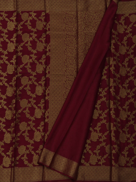 

Pothys Maroon Printed Poly Georgette Saree