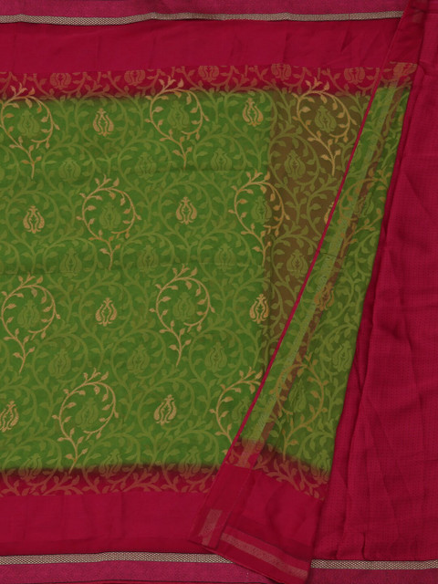 

Pothys Green & Magenta Poly Georgette Printed Saree