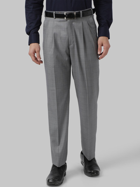 

Park Avenue Men Grey Regular Fit Solid Formal Trousers