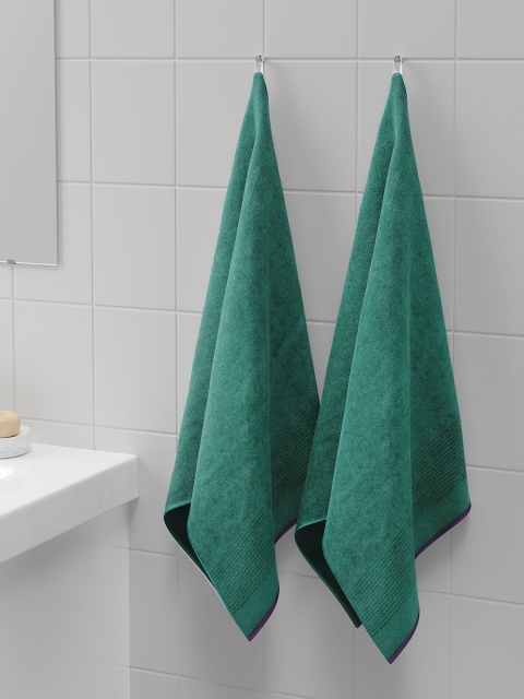 

Himeya Set Of 2 Green Solid 550 GSM Ultra Soft Ruffle Hand Towels