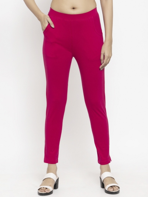 

NEUDIS Women Magenta Pink Solid Ankle-Length Leggings