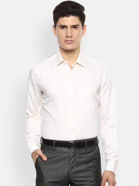 

Van Heusen Men Cream-Coloured Slim Fit Solid Formal Shirt
